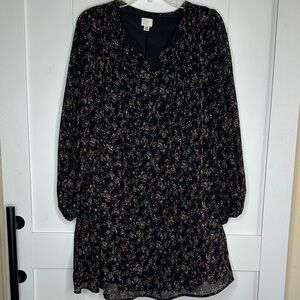 A New Day Black Dress with Floral Print Size XS